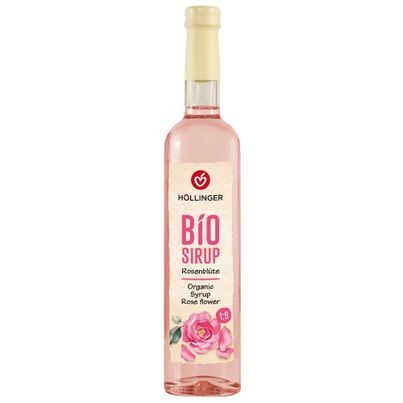 Bio Rosenblüten Sirup 500ml - erfrischender und blumiger Geschmack - perfekt zum Mixen - Sirup in der Glasflasche von Höllinger Juice