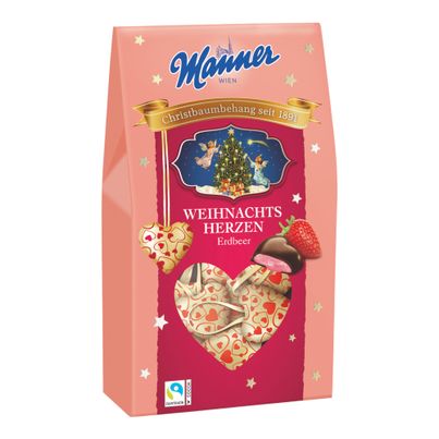 Manner Weihnachtsherzen Erdbeer 35 Stück - 210g - Baumbehang von Manner