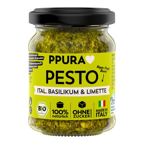 Organic pesto basil, lime + cashews 120g - value pack of 6 from Ppura