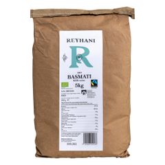 Bio Fairtrade Basmati Reis weiß 5000g - Passt gut zu saftigen Gerichten - Traditioneller Duftreis - nussiges Aroma - langkörnig und locker von Reyhani