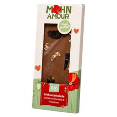 Bio Mohnschokolade mit Beeren 100g - Handgemachte Mohn-Vollmilchschokolade mit Beeren von Mohn Amour