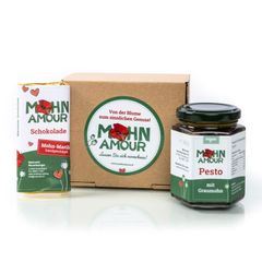 Mohnpräsente Genuss-Duette, gefüllte Mohnschokolade & Mohnpesto von Mohn Amour