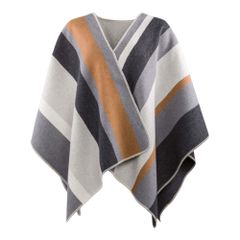 Poncho Streifen One-Size Farbe Anthrazit 140x70cm von David Fussenegger