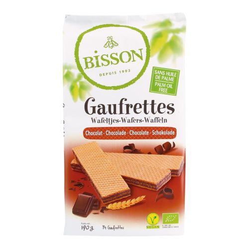 Organic waffles cocoa chocolate 190g - value pack of 8 from Bisson