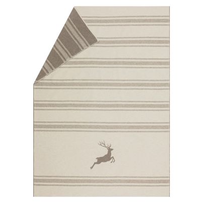 Flannel Blanket jumping stag / stripes Color Off-White 140x200cm by David Fussenegger
