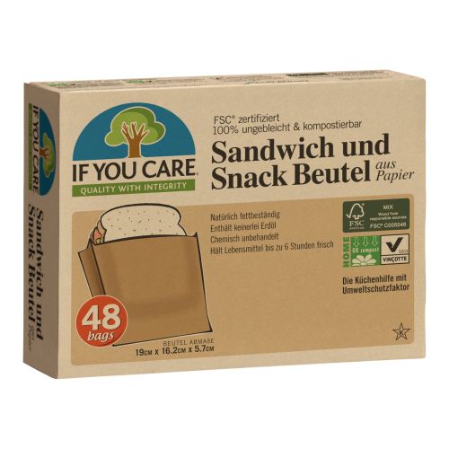 Organic sandwich and snack bag 1 piece - value pack of 12 from If You Care