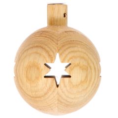 Holz-Christbaumkugel gedrechselt - Sternmotiv - 6zackig