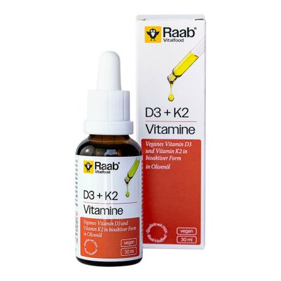 Bio Vitamin D3+K2 Tropfen 30ml - 6er Vorteilspack von Raab Vitalfood
