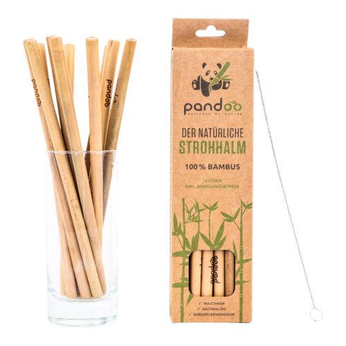 Organic bamboo straw 12 pieces pack from Pandoo