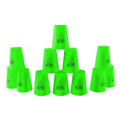 Stapelbecher Set 12 Stück - neon grün - Lernspiel - Fördert die Konzentration - Koordination - Feinmotorik Balance und Reflex von World of Magic Play