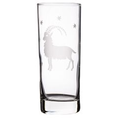 Handgraviertes Glas mit Sternzeichen und Namensgravur Steinbock