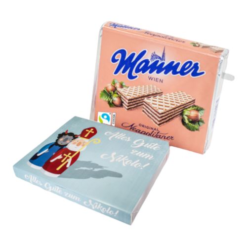 Personalized Manner Neapolitan Schnitten: XXL 18 pack with branding on cardboard slipcase - 1350g