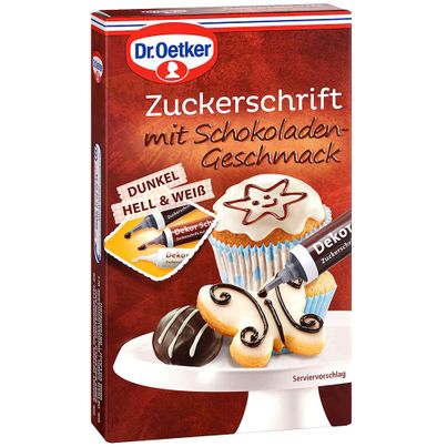 Dr. Oetker Zuckerschrift Schokoladengeschmack in dunkel, hell und weiß 75g