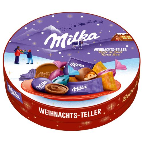 Milka Weihnachts-Teller mit Alpenmilch Schokolade Mischung 195g von Milka