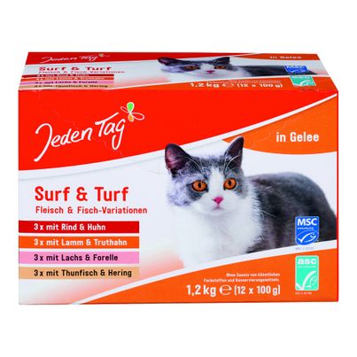 Katze Surf&Turf Fleisch&Fisch 12100g von Jeden Tag