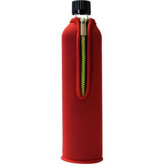 Bio Glasflasche +Neoprenbezug rot 500ml - 4er Vorteilspack von Biodora