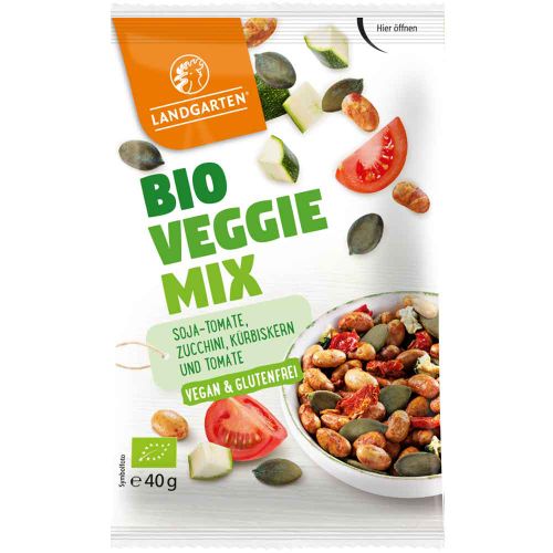 Bio Veggie Mix 40g -  Veganer Protein Snack aus gerösteten und gesalzenen Sojabohnen und Kürbiskernen - glutenfrei