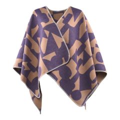 Poncho abstrakt one size Farbe Viola 70x140cm von David Fussenegger