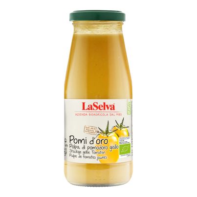 Organic Pomi d'oro yellow tomato polpa 425g - value pack of 12 from La Selva