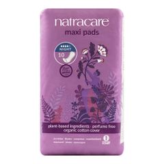 Bio Damenbinden Maxi Pads Nacht 10ct - 12er Vorteilspack von Natracare