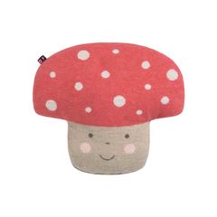 Gefülltes Kissen Pilz 30 x 30 cm - Mattrot - GRS zertifiziert - von David Fussenegger