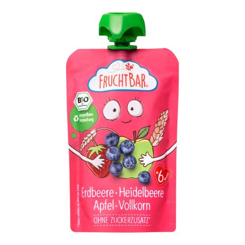 Organic fruit puree strawberry blueberry 100g - value pack of 8 from Fruchtbar