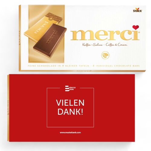 Personalised Merci coffee cream 100g with cardboard slipcase