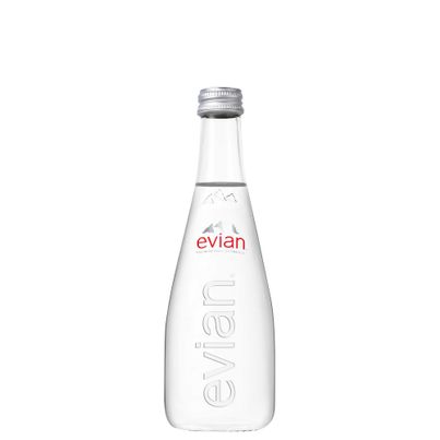 Evian Wasser Glasflasche 330ml - Im Herzen der französischen Alpen durch uralte Gletscher gefiltert - Einzigartig ausgewogene Mineralisierung von Evian