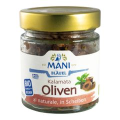 Bio Kalamata Oliven al naturale, in Scheiben 120g von MANI Bläuel