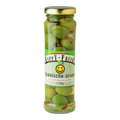 Oliven grün mit Paprikafülle 140g - 12er Vorteilspack von Happy Frucht