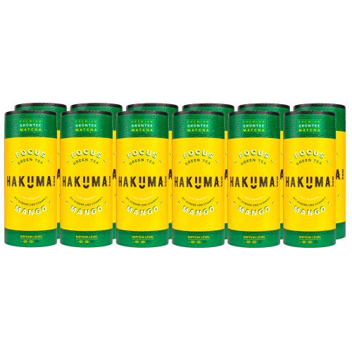 HAKUMA Focus Mango 12 x 235ml - Premium Grüntee Matcha mit Mango - Zitrone und Vitamin C - Dein natürlicher Boost für jeden Tag von HAKUMA