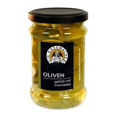 Oliven gefüllt mit Frischkäse eingelegt in Rapsöl 250g von Die Käsemacher