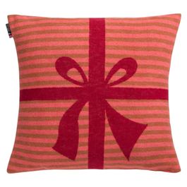 Lulah Blockdruck-Kissen Mit Rüschen – Leinenoptik, Federfüllung, 45 X 45 Cm In Rot