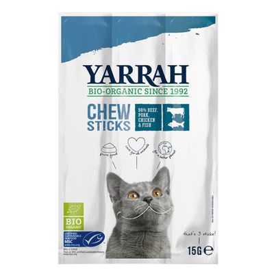 Bio Yarrah Katzenfutter Kausticks 15g - 25er Vorteilspack - Tierfutter von Yarrah