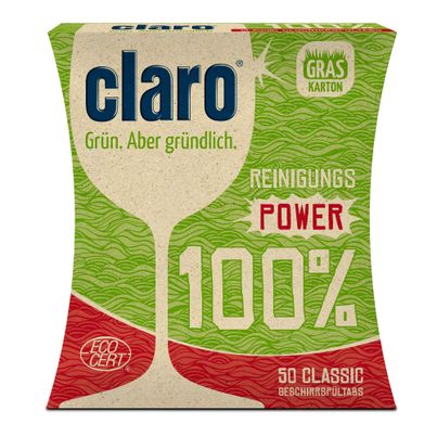 claro 100% Geschirrspültabs Classic 50 Stück - Mehrfach ausgezeichnet für ihre Reinigungsleistung