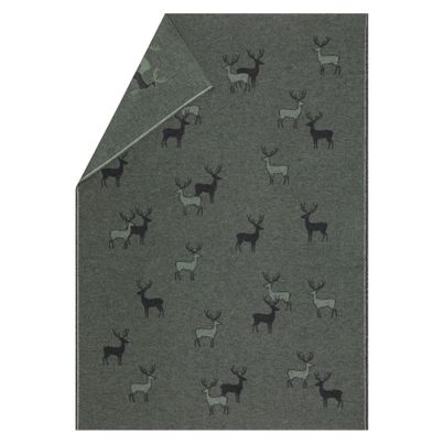 Flannel Blanket Herd of Deer Color Forest Green 140x200cm by David Fussenegger