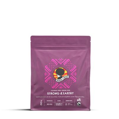 Bio AFRO COFFEE Strong & Earthy Premium Kaffeebohnen 250g - Fairtrade Arabica & Robusta Kaffee ganze Bohnen von AFRO COFFEE