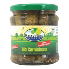 Bio Cornichons ohne Zucker 370ml - 6er Vorteilspack von Marschland