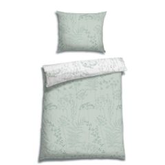 Flausch Flanell Bettwäsche ISABEL SALBEI Set bestehend aus: 1 x Decke 140 x 200 cm und 1 x Kissen 70 x 90 cm von FLORELLA