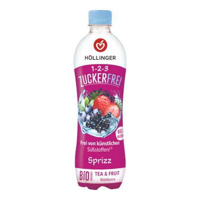 Bio 1-2-3 Zuckerfrei Waldbeere Sprizz 500ml - Erfrischungsgetränk mit Null Kalorien und Null Zucker von Höllinger Juice
