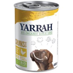 Bio Yarrah Hundefutter Bröckchen Huhn in Soße 405g - 12er Vorteilspack - Tierfutter von Yarrah