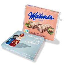 Personalized Manner Neapolitan Schnitten: XXL 18 pack with branding on cardboard slipcase - 1350g