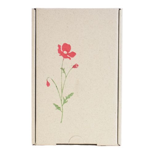 Grass paper gift box to fill yourself - hand-printed with poppy flowers