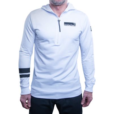 Dunkelschwarz Hoodie Kurz-Zip DS-7 BANDU white