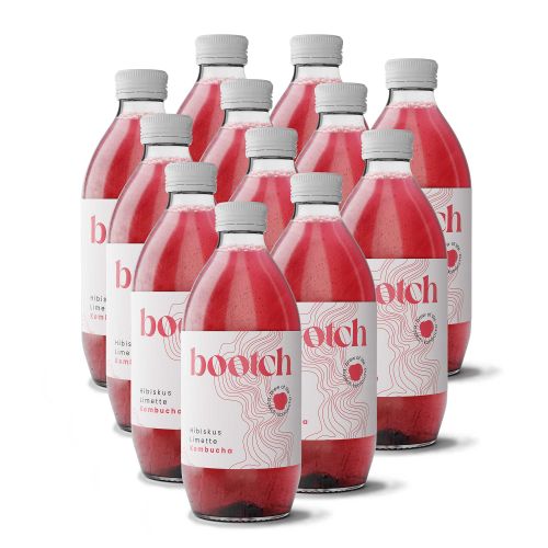 Bio Kombucha - Hibiskus Limette Tray 12 x 330ml von Bootch Kombucha