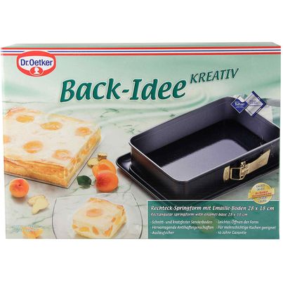 Dr. Oetker Kleine Rechteck-Springform mit Emaille-Servierboden 28x18x7cm