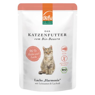 Bio Katzenfutter Lachs Harmonie 85g - 14er Vorteilspack von Defu