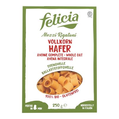 Bio Vollkorn Hafer Mezzi Rigatoni 250g - 8er Vorteilspack von Felicia Bio
