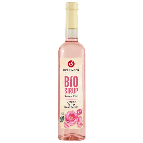 Bio Rosenblüten Sirup 500ml - erfrischender und blumiger Geschmack - perfekt zum Mixen - Sirup in der Glasflasche von Höllinger Juice