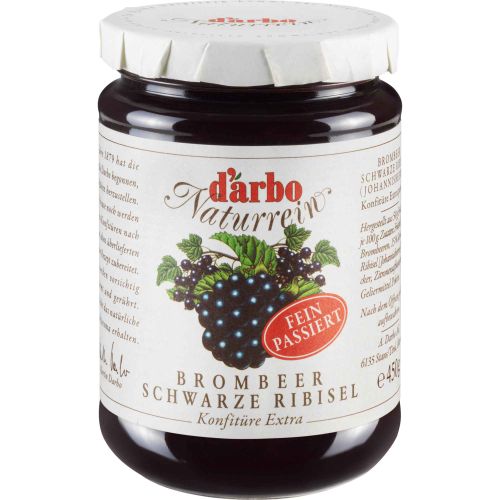 Darbo Naturrein Brombeer Schwarze Ribisel (Johannisbeeren) Konfitüre Extra passiert 450g